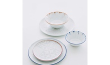 OPT2129-K0054 Тарілка кругла 29 см серія "Optimo" декор "Mosaic Relief Blue Line"